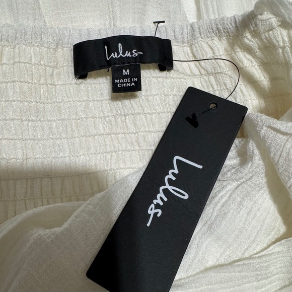 Lulus Ivory Cut Out Maxi Dress M Cottagecore Tie-Strap Celestial Smocked Tiered - Picture 11 of 15